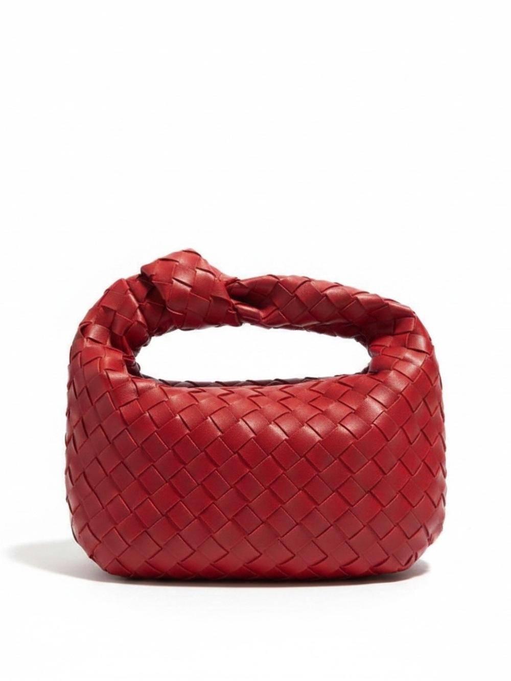 Urban Expressions Red Woven Knotted Handle Leather Top-Handle Bag - Red